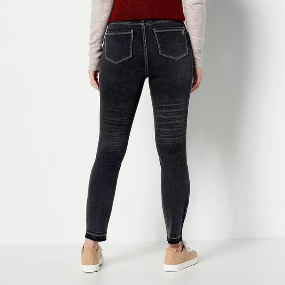 NWT SUSAN GRAVER REPREVE STRETCH DENIM HIGH-WAISTED SKINNY JEANS BLACK 6 - Picture 2 of 7